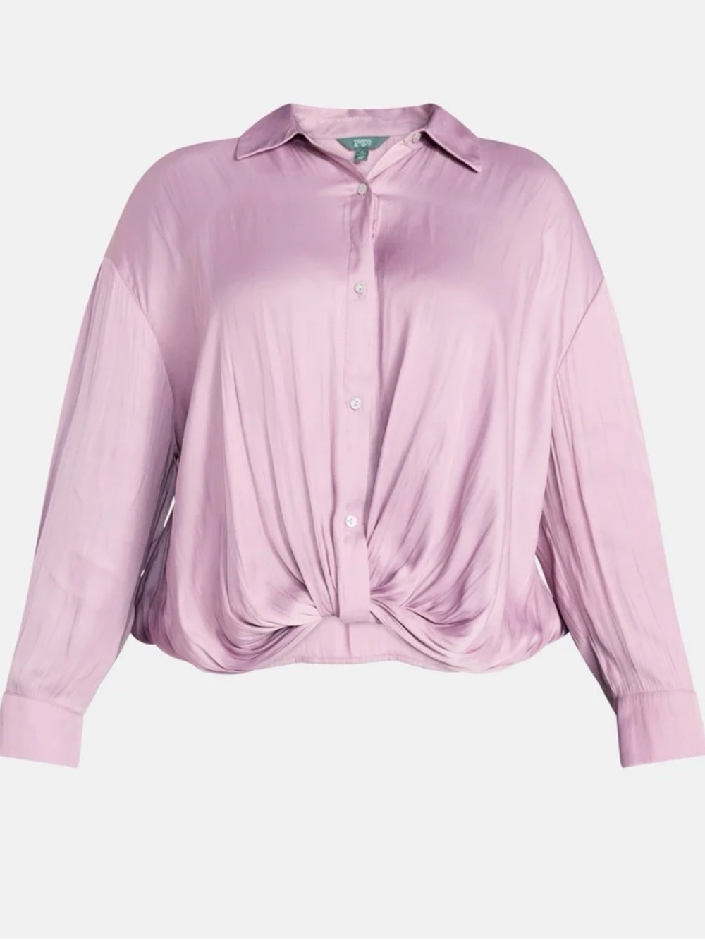 NWOT Terra & Sky Iced Lavender Button-Front Twist Hem Blouse SIZE 2X